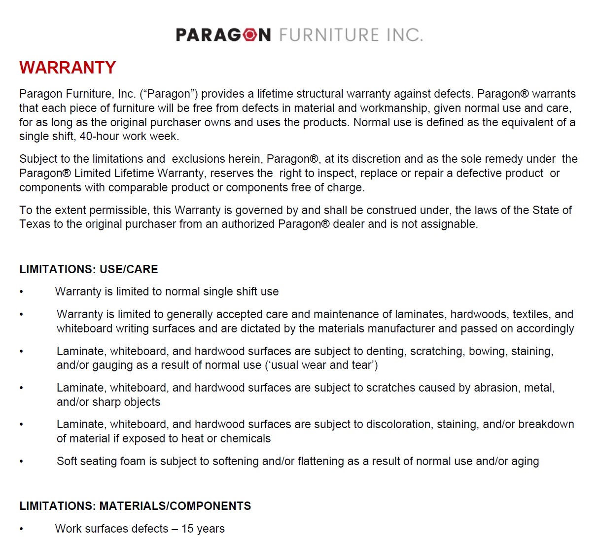 Paragon-Furniture-Warranty-2020