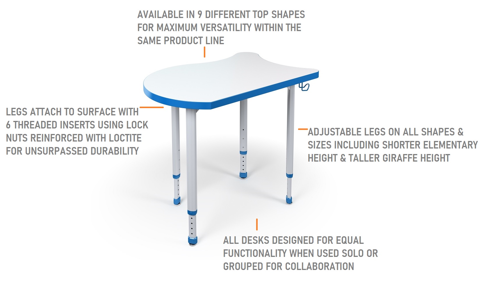 ADJUSTABLE STUDENT DESKS DETAILS - PARAGON FURNITURE