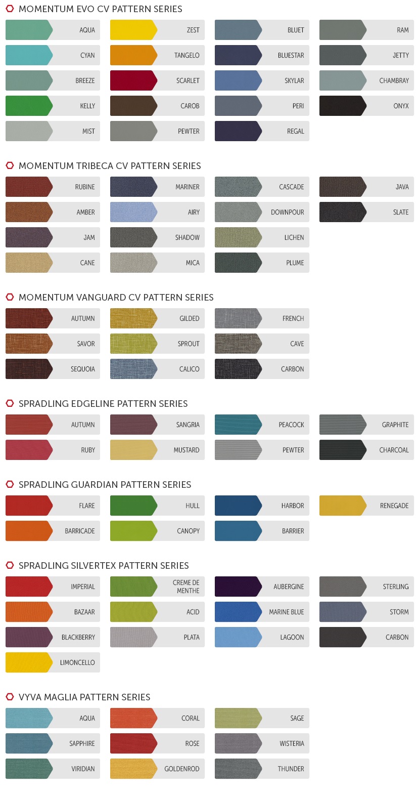 MOTIV Soft Seating Textiles Colors - Paragon Furniture