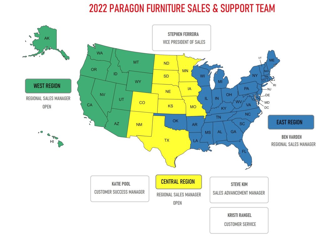 PARAGON FURNITURE REGIONAL SALES MANAGERS - 2022 - 07-22