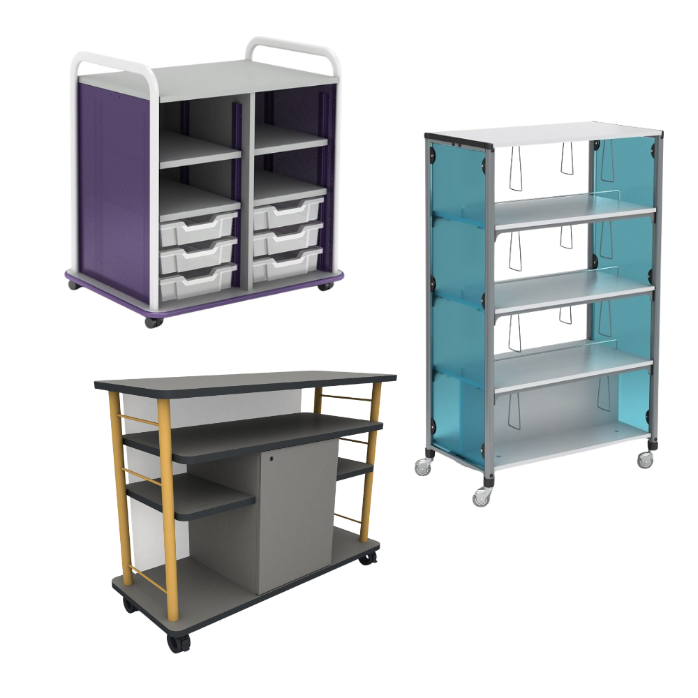 Information Commons mobile shelving and Crossfit storage