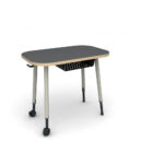 Cycle Single Student Desk with 4-legs with Pebble Trim and grahite Top