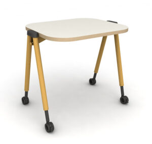 Cycle® Flip Top Student desk in position for study in Amber, Grey and woodgrain top