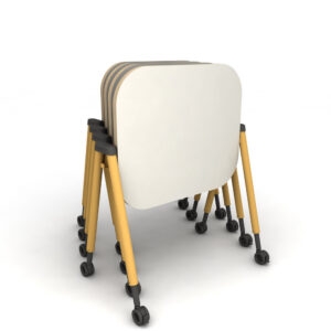 Four Cycle® Flip Top Student desk in flipped up position in Amber, Grey and woodgrain top
