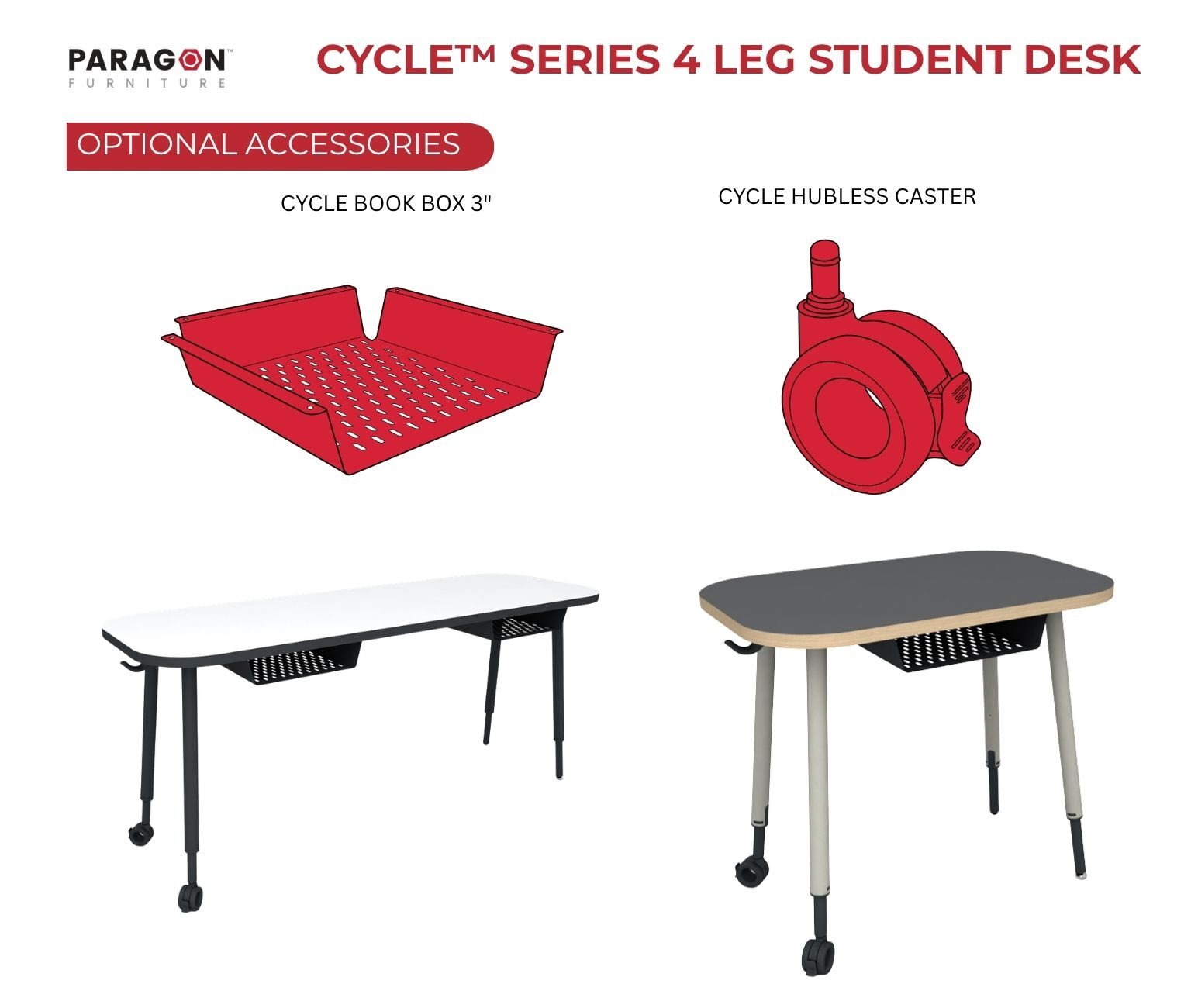 Cycle® 4-Leg Student Optional Accessories