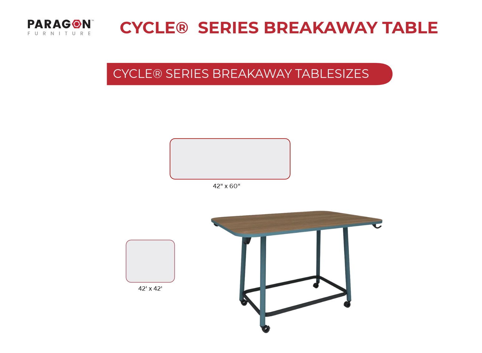 Cycle® Breakaway Table Sizes