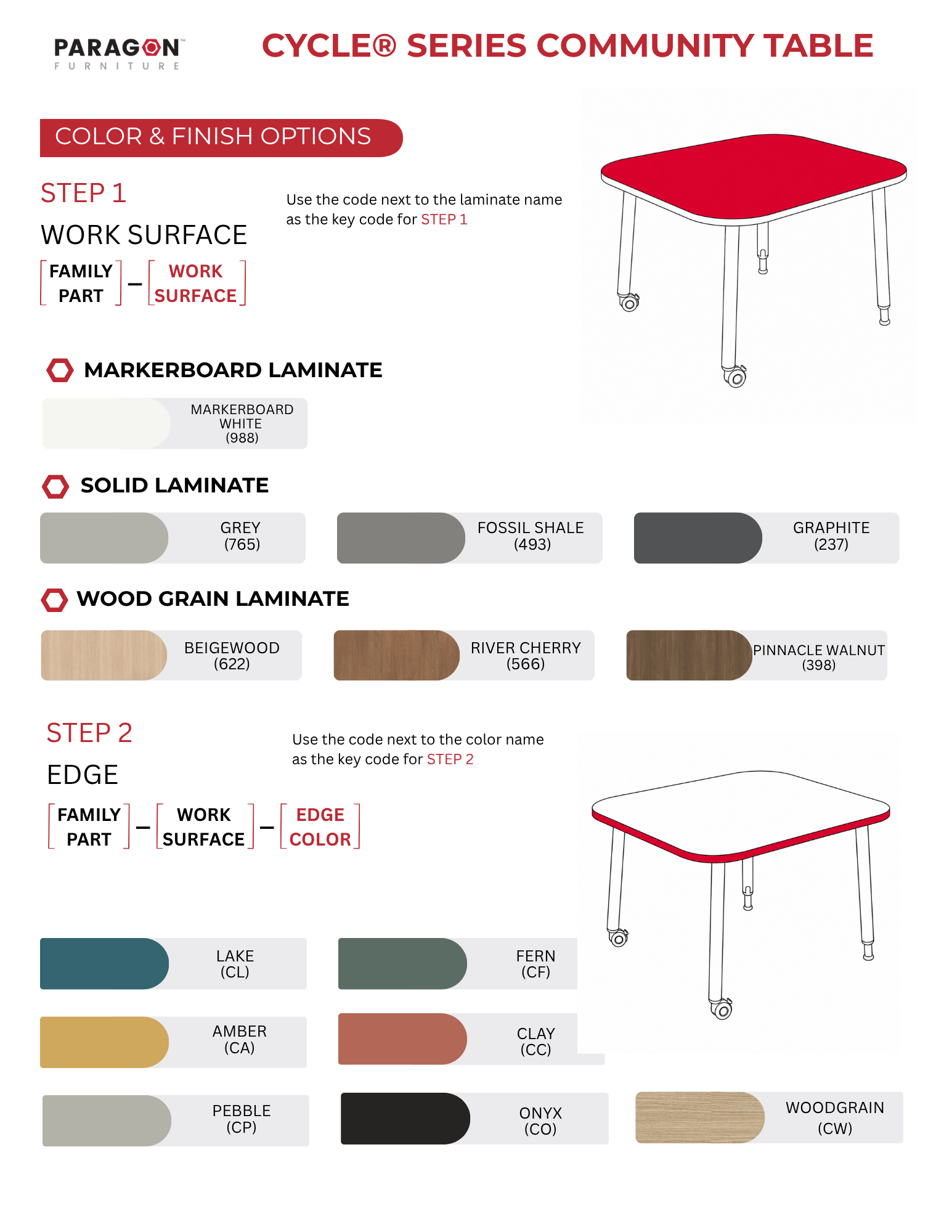 Cycle® Community Table Color and Finish Options