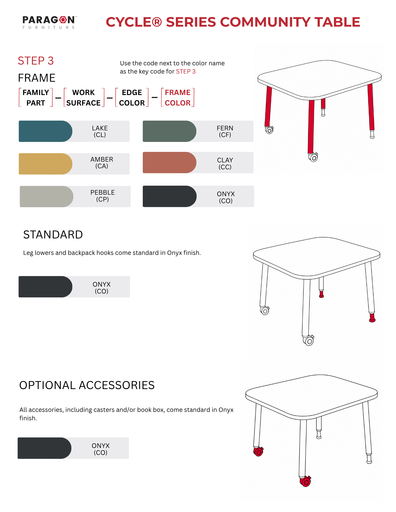 Cycle® Community Table Frame Options